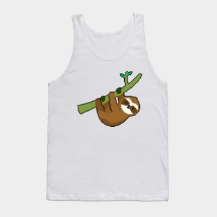 Sleepy Cuteness: Pixel Art Slow Loris Design for Fashionable Attire Tank Top